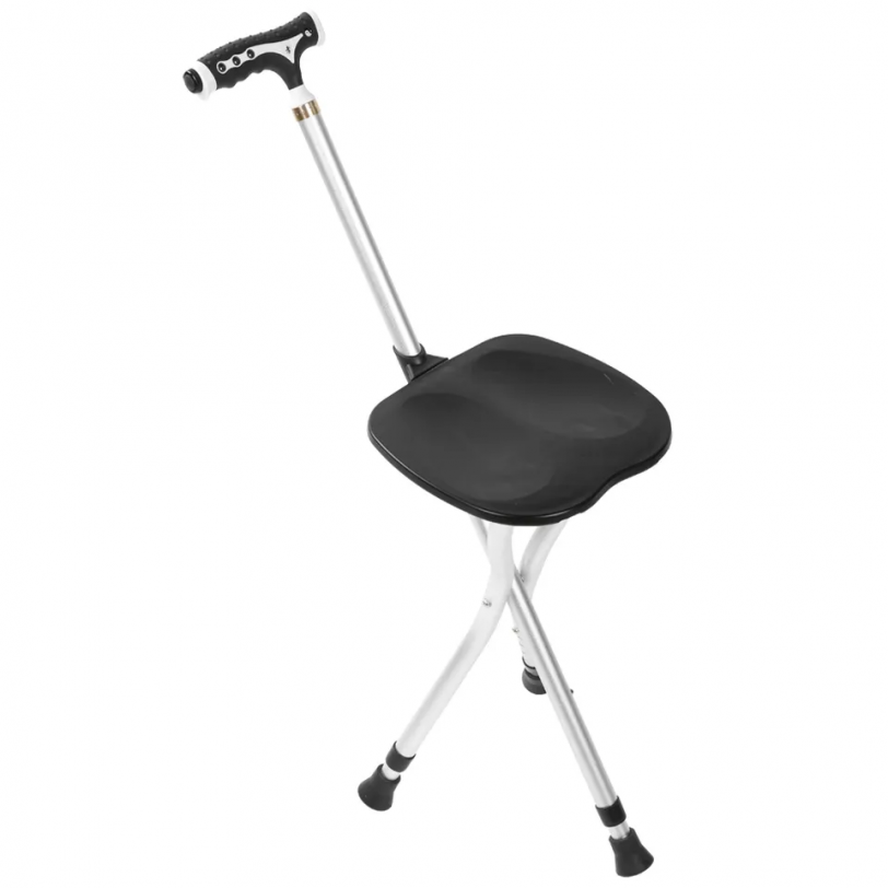 C-MEDS-00027_MedS Support - 折疊三腳拐杖椅, 黑色, 帶燈